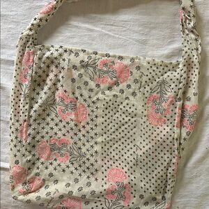 Free People Lightweight Sheer Tote Bag Purse Cream Pink Black